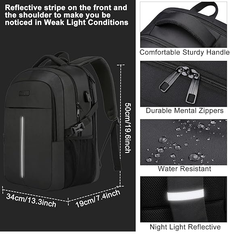 Extra Large Laptop Backpack – Business Travel Rucksack with USB Charging Port