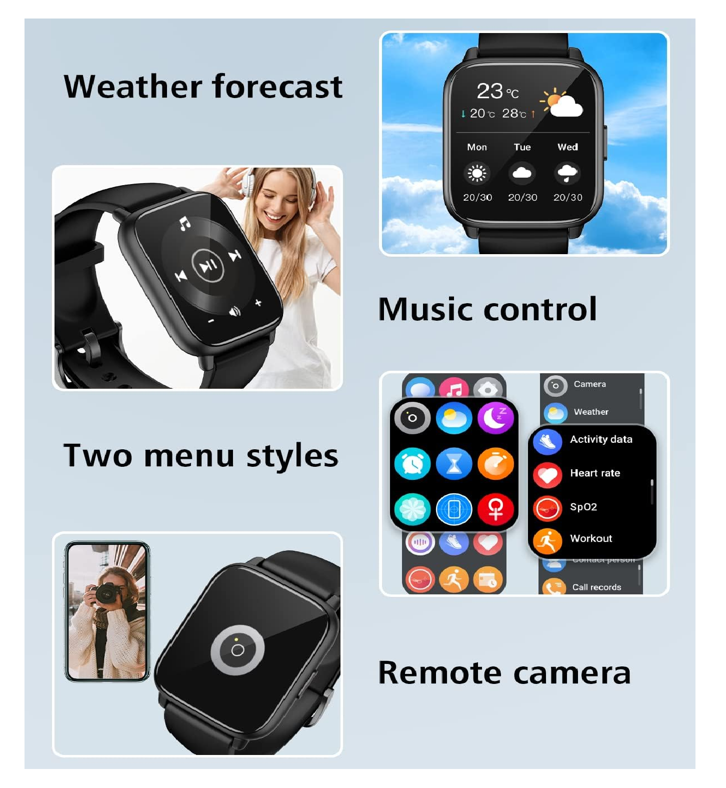 Smart Watch with Call, 1.85" HD Touch Fitness Tracker Heart Rate SpO2 for Android iOS