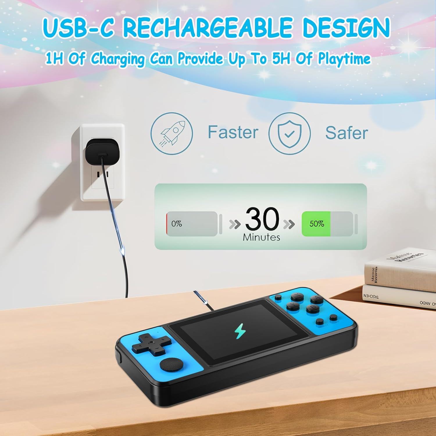 32-Bit Handheld Game Console for Kids with 139 Built-In Retro Games, 3.0" IPS Screen