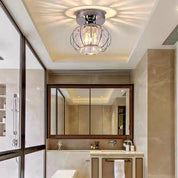 Mini Crystal Ceiling Light, Chrome Semi-Flush Mount