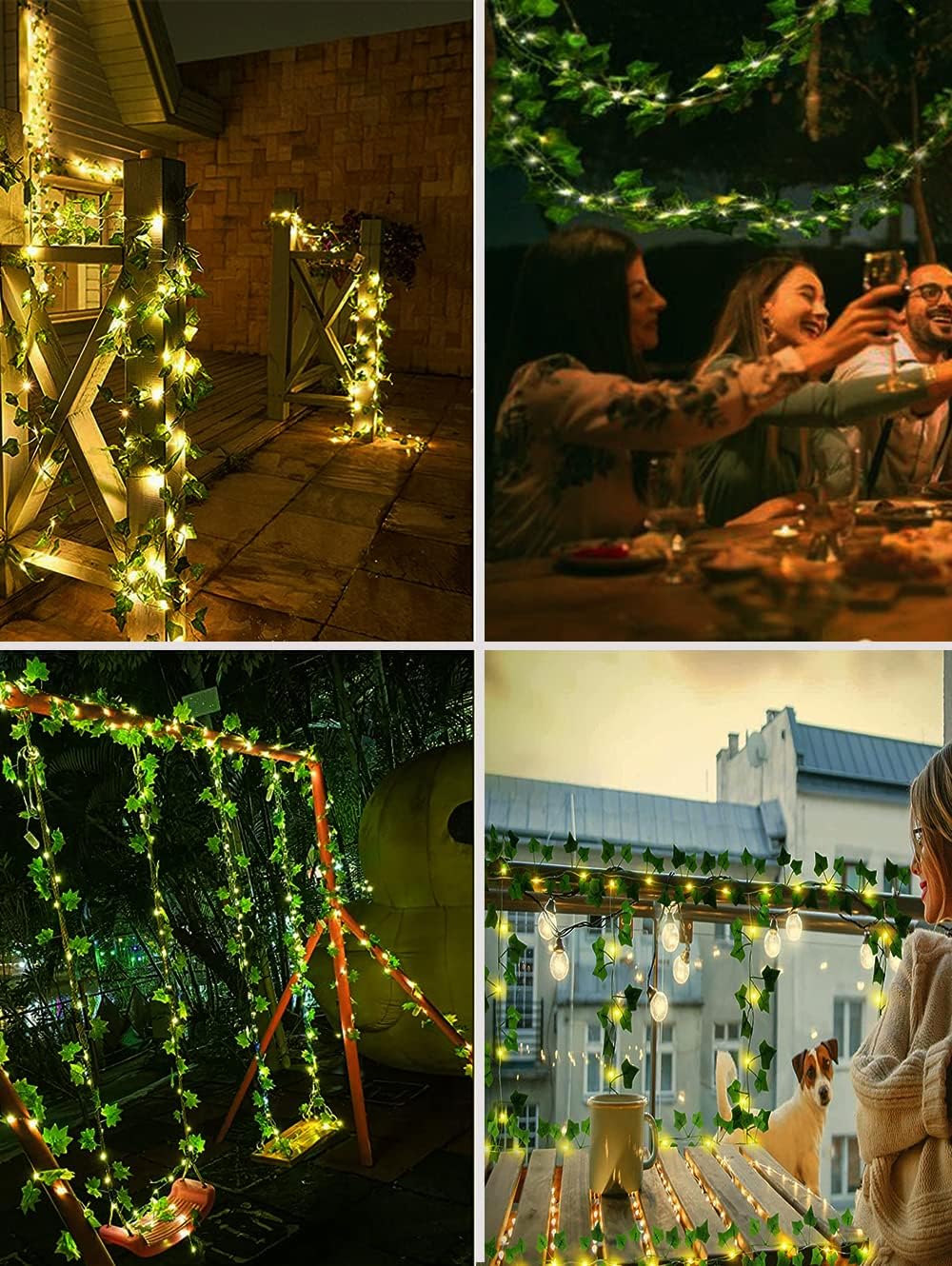 Solar String Lights 10M 100 LED Ivy Garland – Solar Powered, 8 Modes, Waterproof