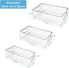 Stackable Fridge Organiser Set of 6 – Clear Plastic Kitchen Storage Boxes for Pantry & Cabinets