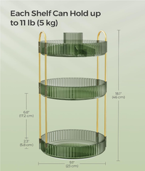 3-Tier Rotating Makeup Organizer, Customizable Skincare & Cosmetic Storage Box