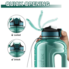 2L Large Water Bottle – BPA-Free Sports Drink Jug with Time Markings, Cyan