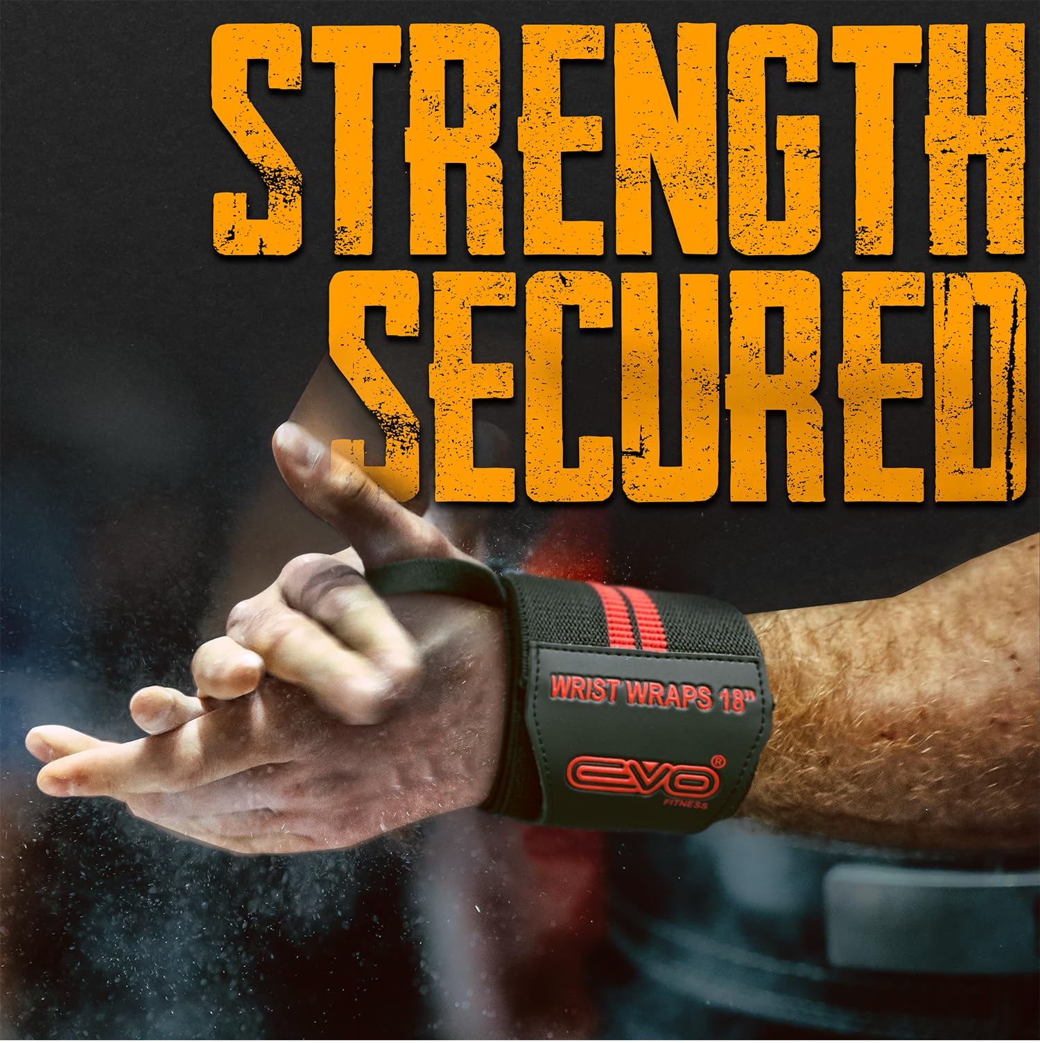 Pair of 18" Black Weight Lifting Wrist Wraps – Elastic Cotton Gym Support Straps