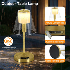 Rechargeable LED Table Lamp with USB Ports & Touch Control