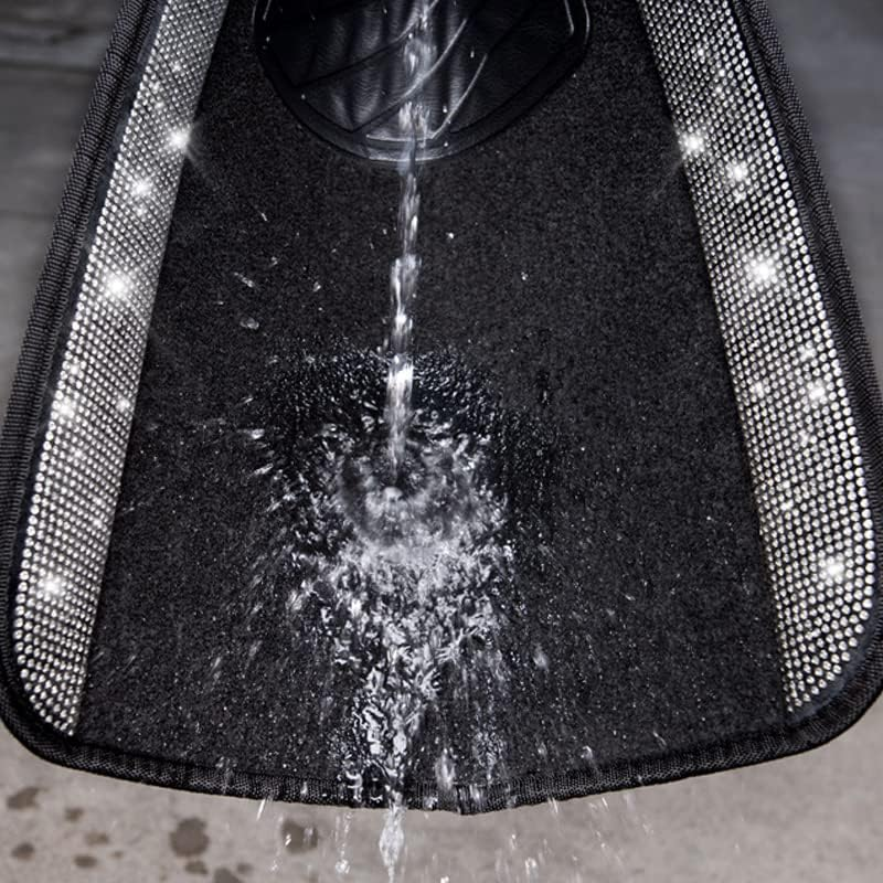 Luxury Bling Diamond Car Floor Mats – 4PCS Sparkly Rhinestone Waterproof Set for Cars, SUVs & Vans (Black Silver)