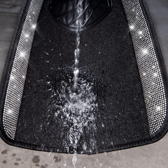 Luxury Bling Diamond Car Floor Mats – 4PCS Sparkly Rhinestone Waterproof Set for Cars, SUVs & Vans (Black Silver)