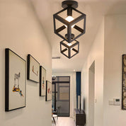 Vintage Cage Metal Lamp Shade – Retro Industrial Semi-Flush Mount Ceiling Light Fitting for Loft, Home, Office, Restaurant & Café