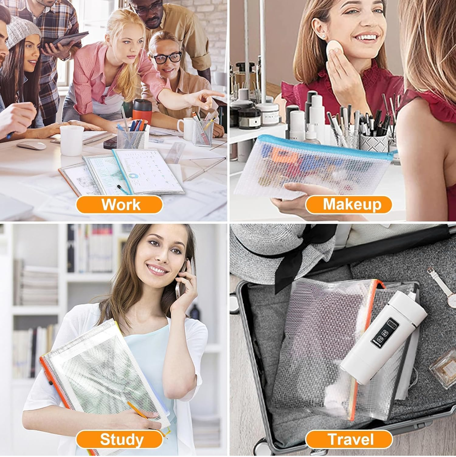 20PCS Zip Lock Document Wallets – Multi-Size Plastic Folders for Office & School