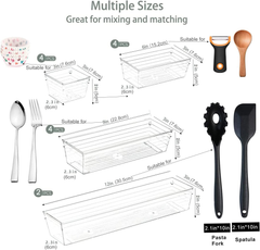 14 Pcs Clear Drawer Organiser Trays – Versatile Storage for Office, Kitchen & Makeup