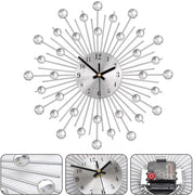 Modern Crystal Diamond Flower Wall Clock for Living Room