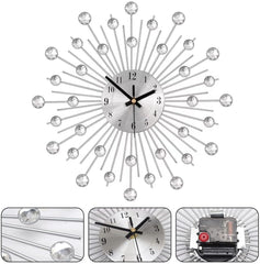 Modern Crystal Diamond Flower Wall Clock for Living Room
