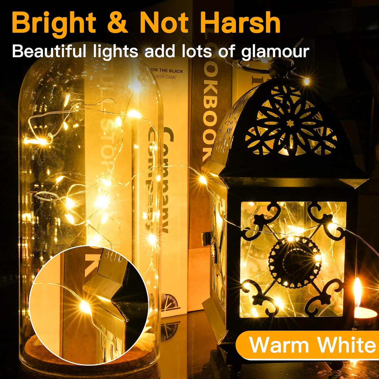 10m 100 LED Copper Fairy Lights – Warm White Battery String Lights