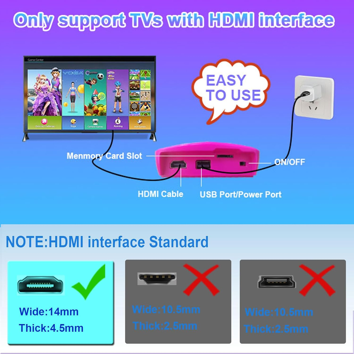 Game Console with 100+ Built-in Games, HD Output & Wireless Gamepad for Kids
