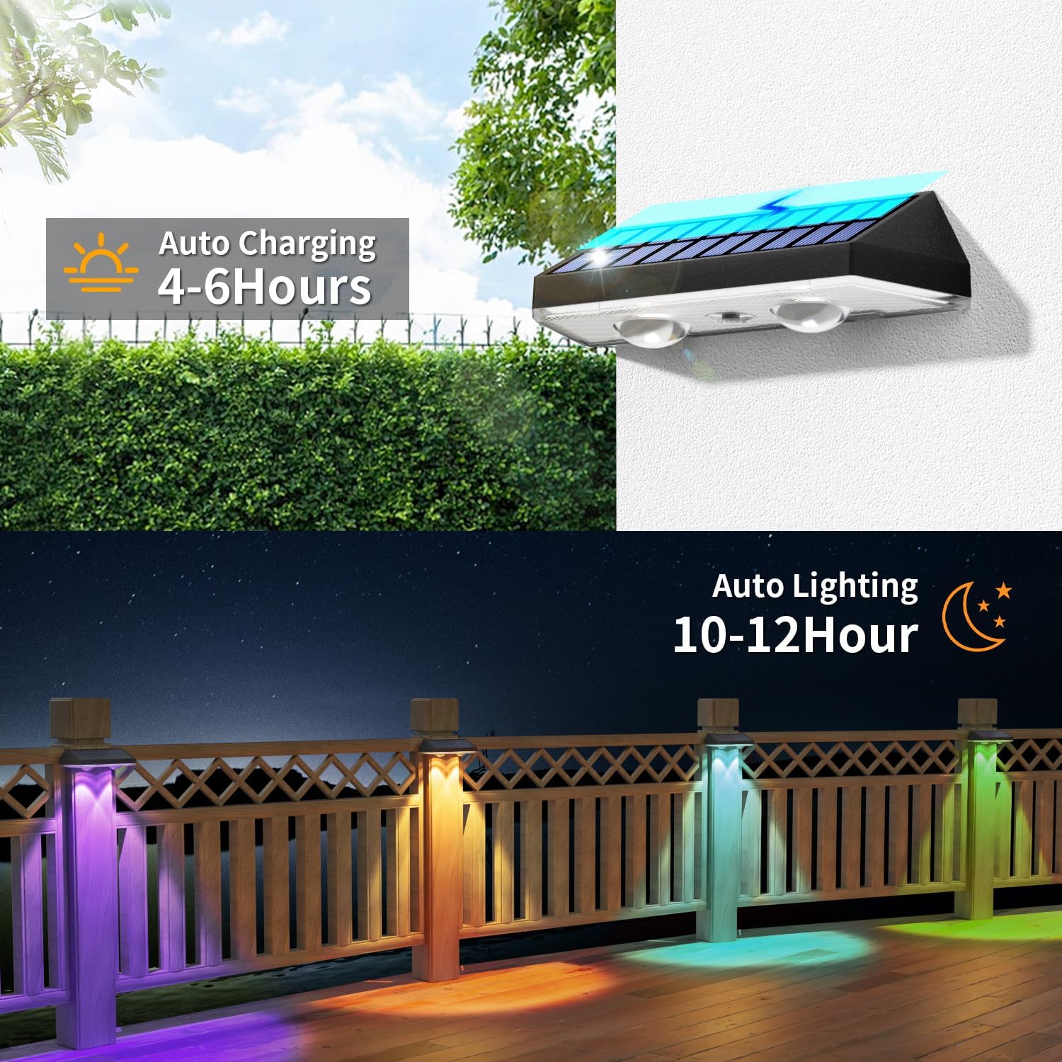 RGB Solar Fence Lights – Waterproof Outdoor Deck Lighting
