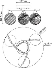 BOLLA 3-Light Semi Flush LED Ceiling Light Chrome