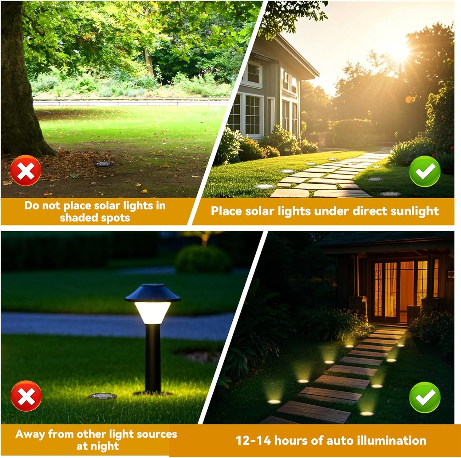 Solar Ground Lights 8‑Pack – IP68 Waterproof Pathway Lights
