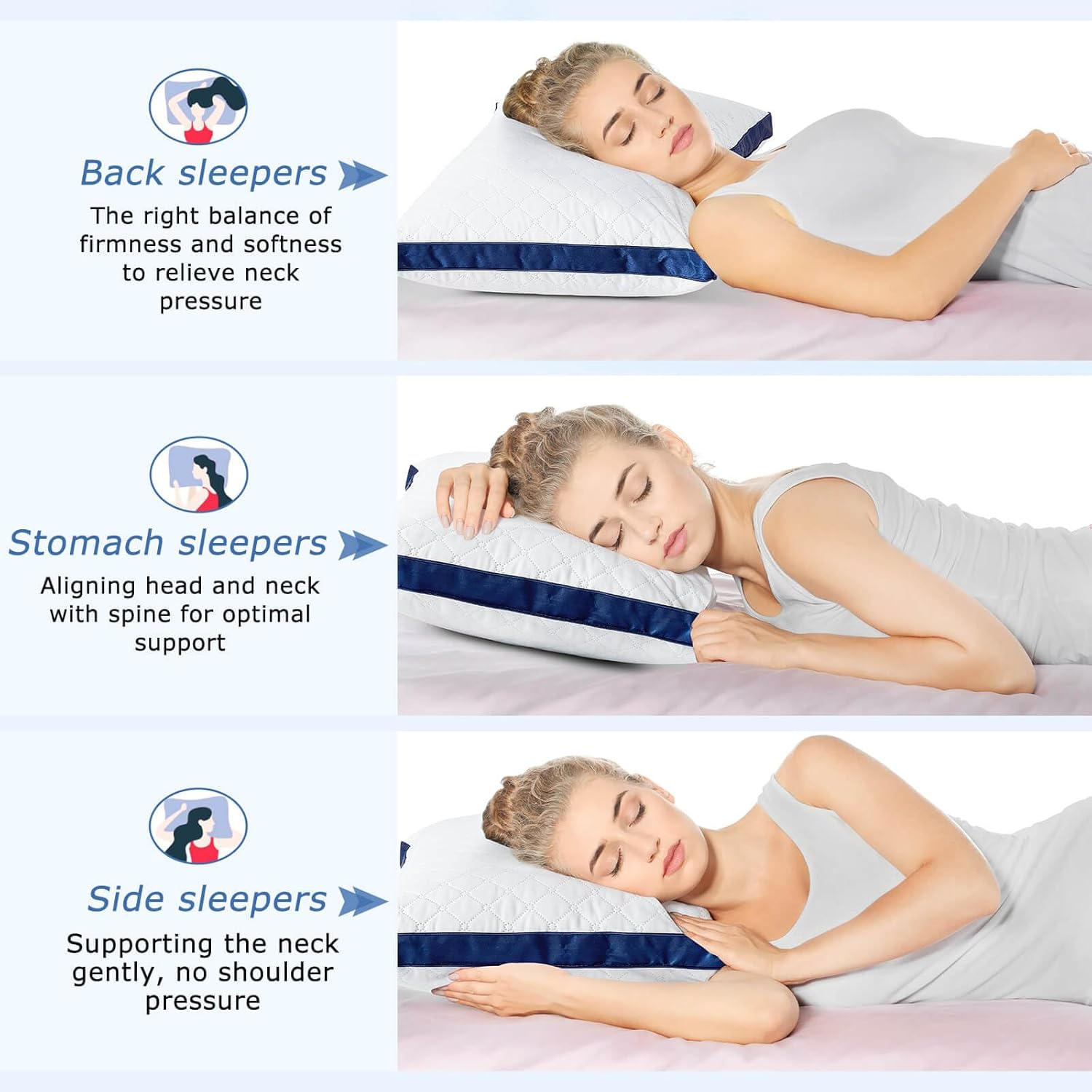 2 Pack Hotel Quality Bed Pillows – Hypoallergenic Supportive Pillows 42x70cm