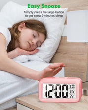 Night Light Digital Alarm Clock – 4.5" Large Display, Temperature, Snooze, Battery Powered