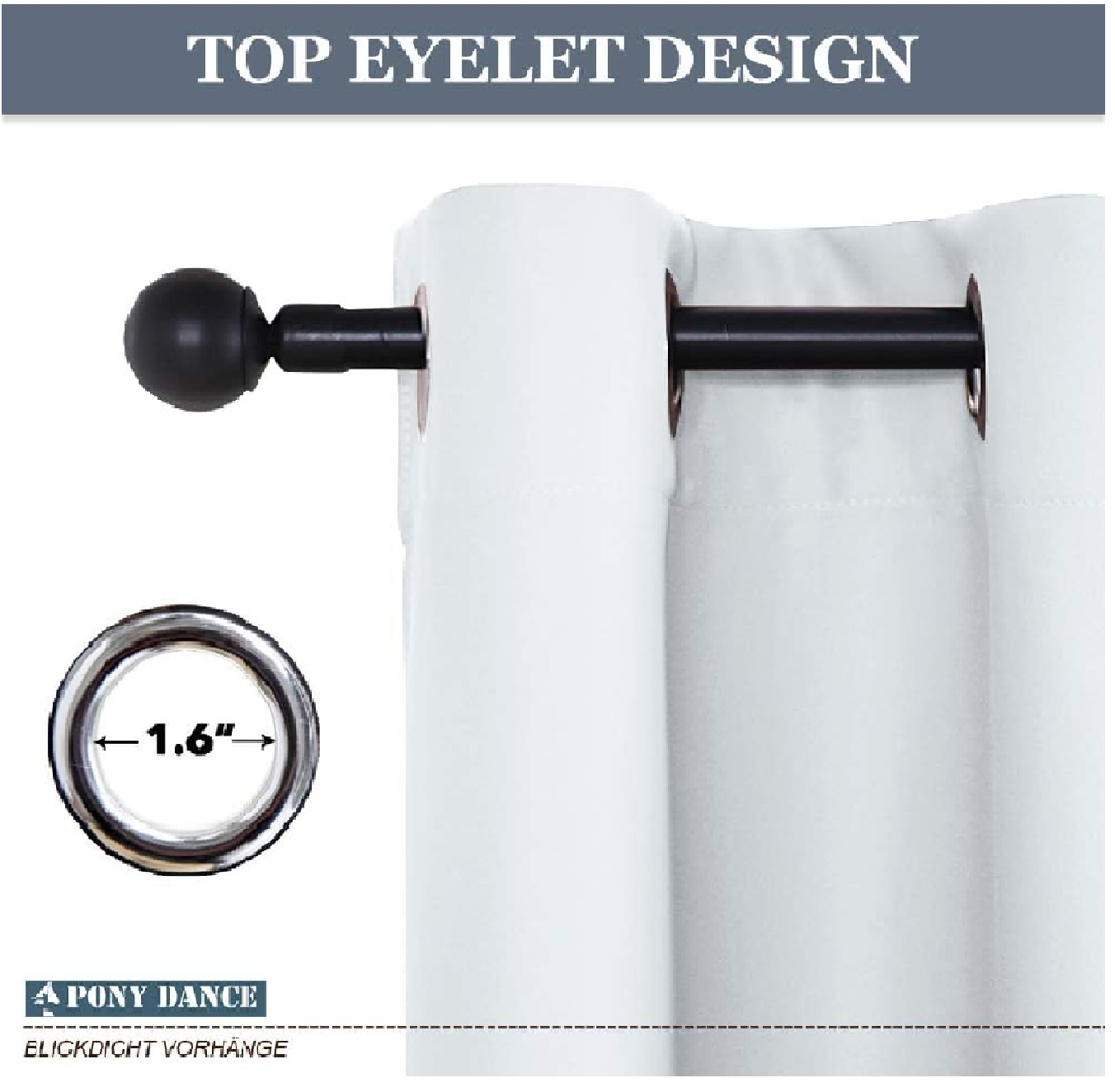 Thermal Insulated Kids Curtains – 42x54 Inch Greyish White Eyelet Drapes, 2 Panels