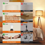 Solid Wood Tripod Floor Lamp with Remote & Shelf