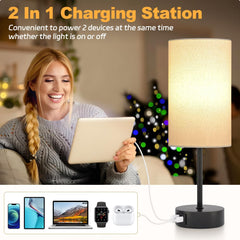 Touch Bedside Lamp with USB Ports & Dimmable Light