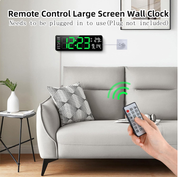 13-Inch LED Digital Wall Clock, Large Display, Adjustable Brightness, Remote