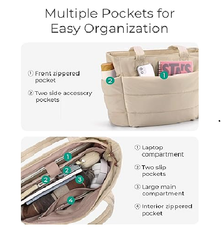 Lightweight Quilted Tote Bag for Women – Puffy Shoulder Handbag with Pockets