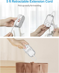 2-Way Extension Lead with 3 USB Ports & Retractable USB-C Cable, 1.5M Power Strip