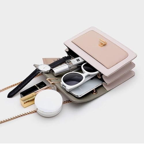 Color-Block Crossbody Bag for Women – Medium Leather Shoulder Purse Handbag