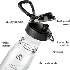 1L Clear Tritan Water Bottle with Chug Lid – Leakproof BPA-Free Sports Bottle