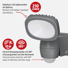 LED Battery Light LUFOS 200 with Infrared Motion Detector IP44 210lm