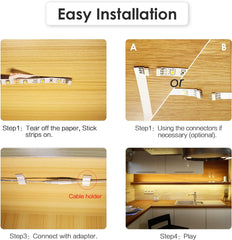 Dimmable Under Cabinet LED Lighting Kit, 6*50cm Strip Lights with Remote Control, Counter for Kitchen,Cupboard, 2700K Warm White,Bright, Timing,12V,1500lm