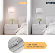 E27 Wall Light with Switch & White Fabric Shade – Semi-Circle Sconce for Bedroom & Living Room