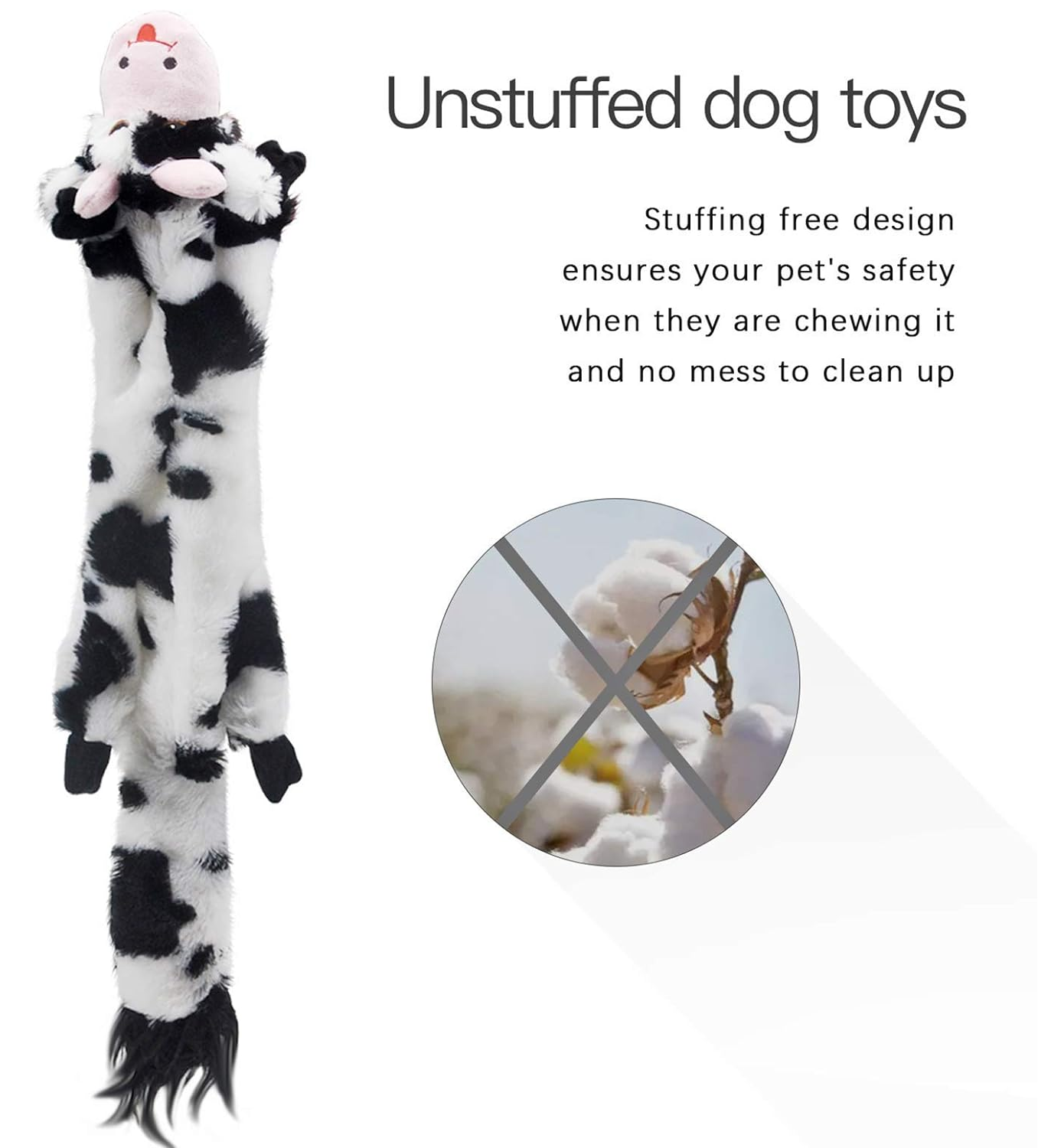 Dog Squeaky Toys 5 Pack – No Stuffing Plush Crinkle Chew Toys for Medium & Large Dogs