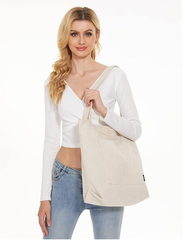 Corduroy Tote Bag with Zipper – Large Waterproof Shoulder Bag for Women