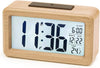 Wooden Digital Alarm Clock – Large LCD Display, Snooze, Temperature, Battery Operated