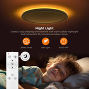 LED Ceiling Light 24W Dimmable with Remote, 2000K-6500K Round Panel