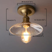 Vintage Ribbed Glass Pendant Ceiling Light, Cone Shade, E27 Base