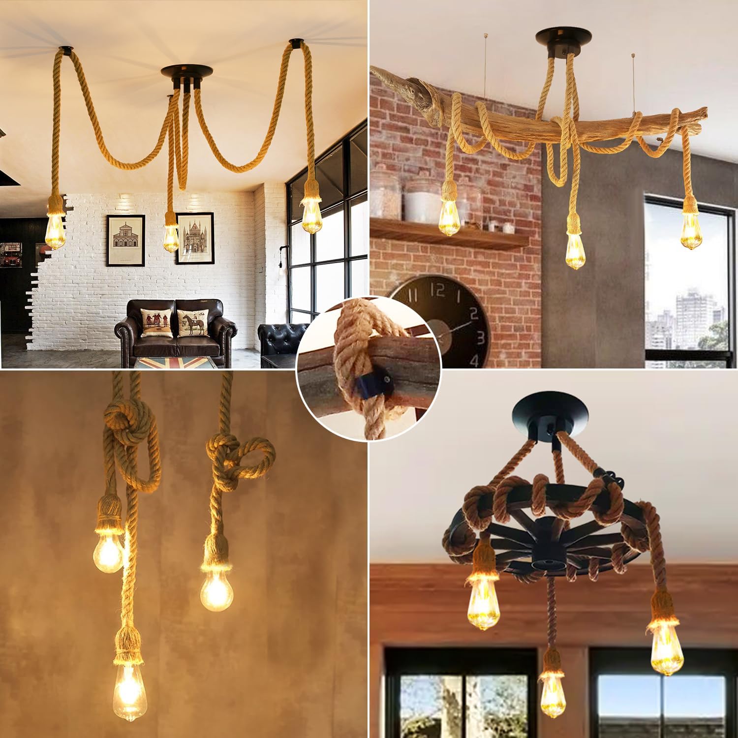 6-Head Spider Chandelier Pendant Light, Adjustable Industrial Ceiling Lamp