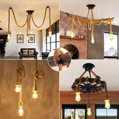 6-Head Spider Chandelier Pendant Light, Adjustable Industrial Ceiling Lamp