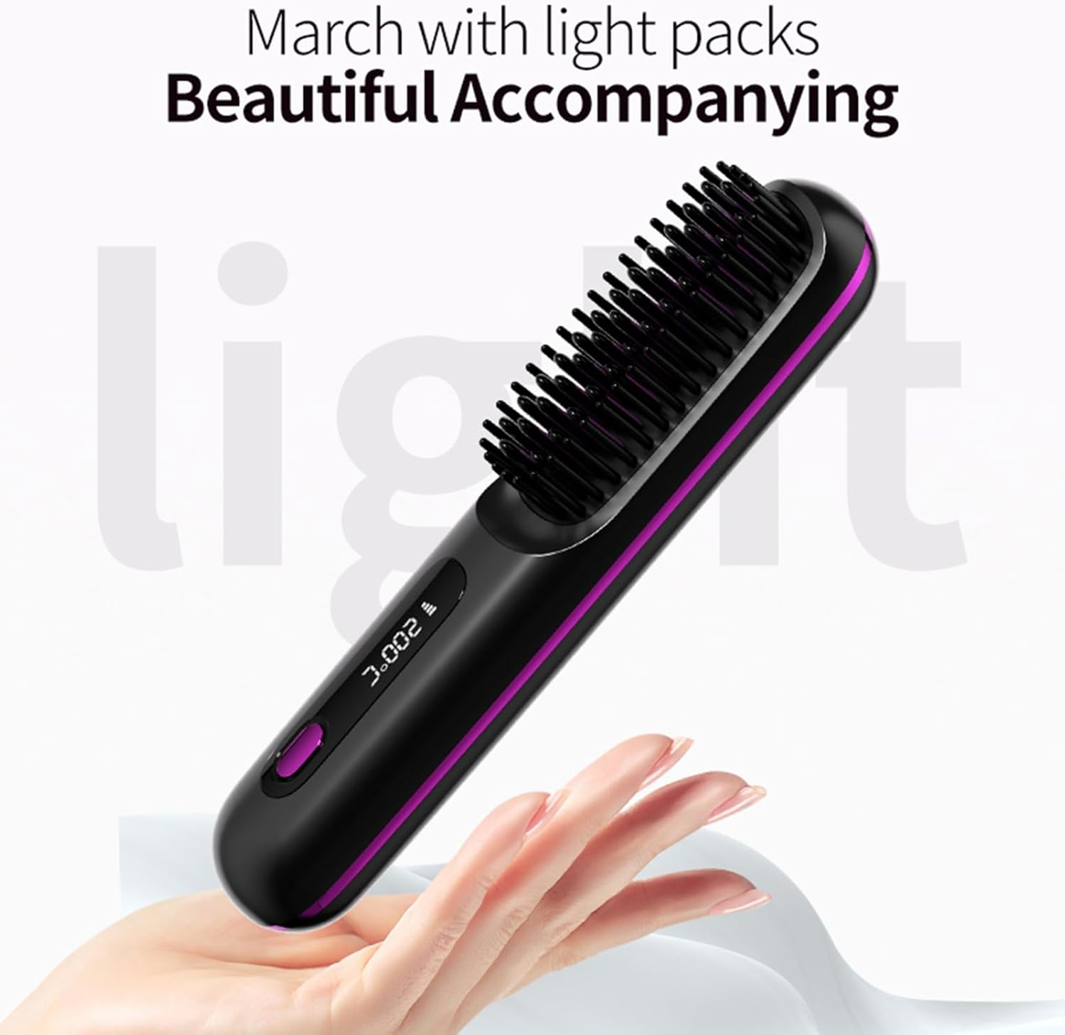 Cordless Hair Straightener Brush – Portable Heated Brush for Quick Styling & Travel