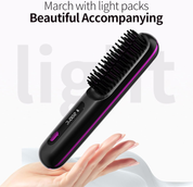 Cordless Hair Straightener Brush – Portable Heated Brush for Quick Styling & Travel