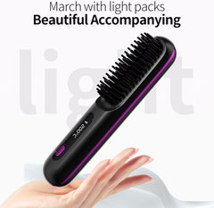 Cordless Hair Straightener Brush – Portable Heated Brush for Quick Styling & Travel