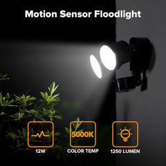 12W PIR LED Security Flood Light with Sensor