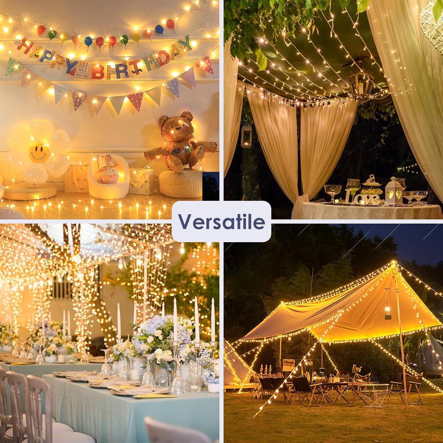 15M Plug-In Fairy Lights, 120 LED, 8 Modes, Waterproof