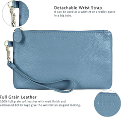 Genuine Leather Wristlet Clutch Wallet for Women – Card & Cash Organizer Purse