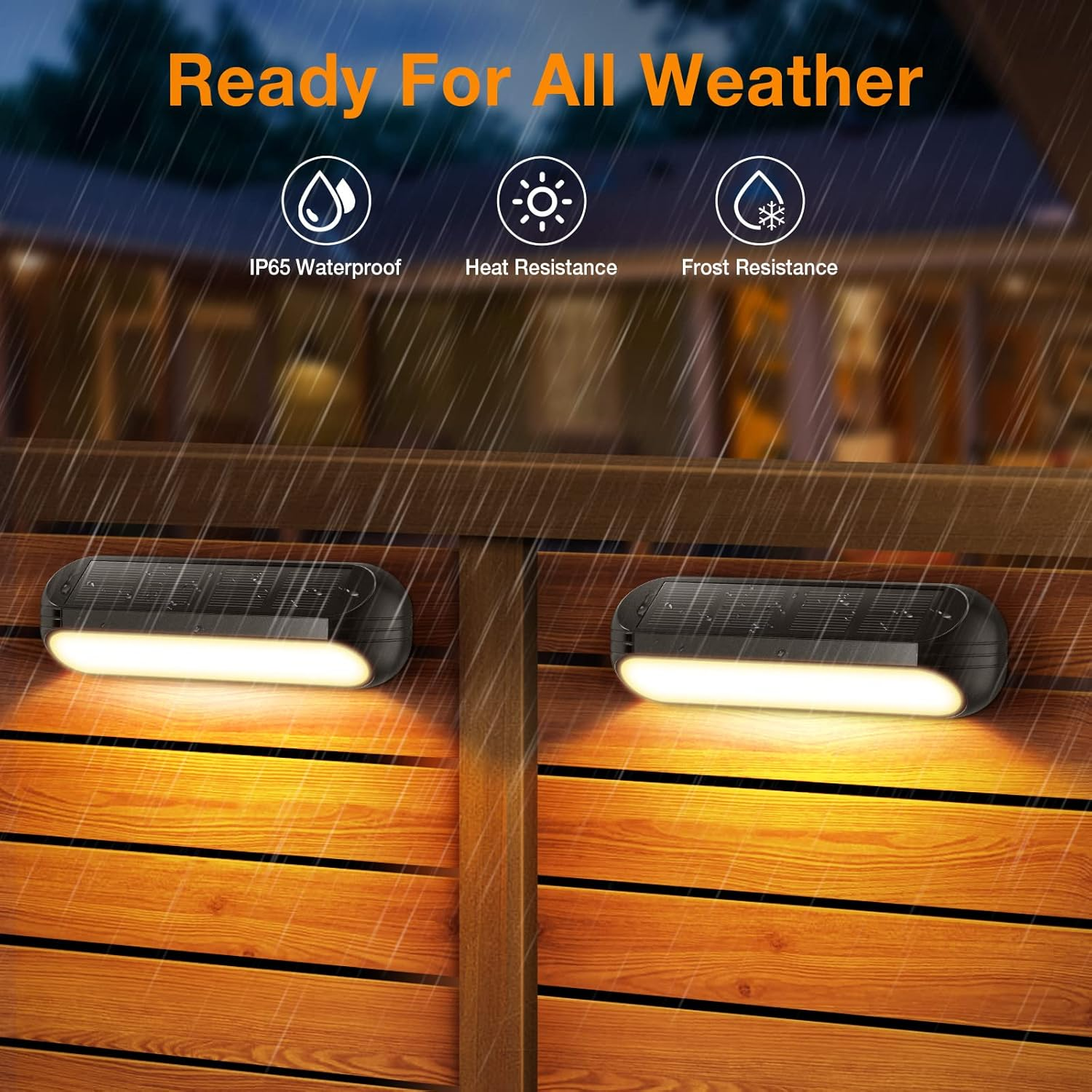 4 Pack Solar Fence Lights – Outdoor Waterproof LED Lights with Warm White & Color-Changing Modes for Deck, Yard & Pathway