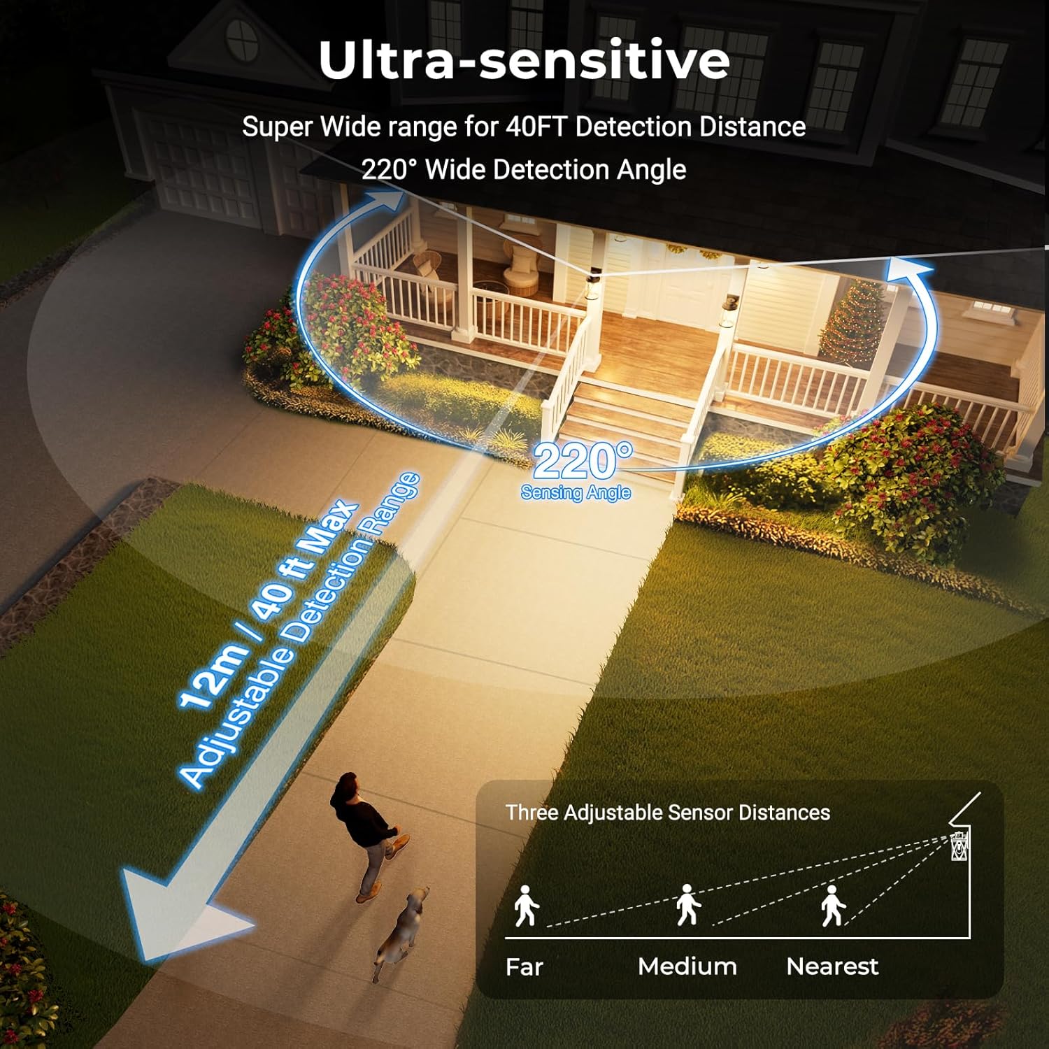 Porch Light Outdoor with Motion Sensor, Dusk-to-Dawn Black